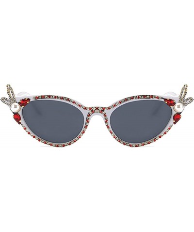 Pearls Diamond Sunglasses Women Rhinestones Y2K Sunglasses Men Vintage Punk Sun Glasses UV400 White Grey $13.37 Designer