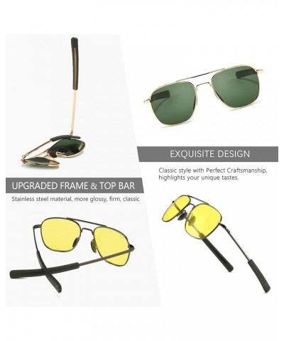 Men's Military Style Polarized Pilot Aviator Sunglasses Bayonet Temples Gold/Dark Green + Gunmetal/Yellow $15.79 Pilot