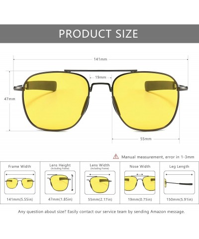 Men's Military Style Polarized Pilot Aviator Sunglasses Bayonet Temples Gold/Dark Green + Gunmetal/Yellow $15.79 Pilot