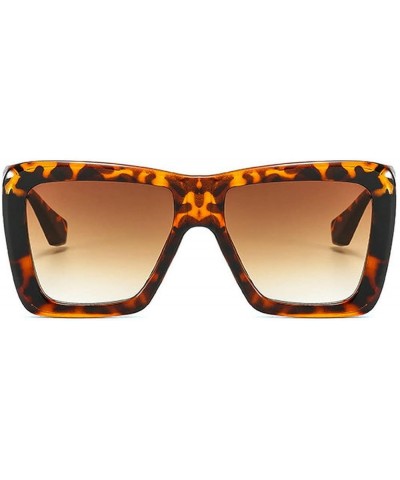 Retro Square Wide Legs Sunglasses Men and Women Gradient Sun Glasses Leopard $9.69 Square