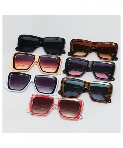 Retro Square Wide Legs Sunglasses Men and Women Gradient Sun Glasses Leopard $9.69 Square