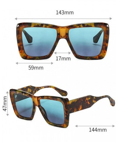 Retro Square Wide Legs Sunglasses Men and Women Gradient Sun Glasses Leopard $9.69 Square