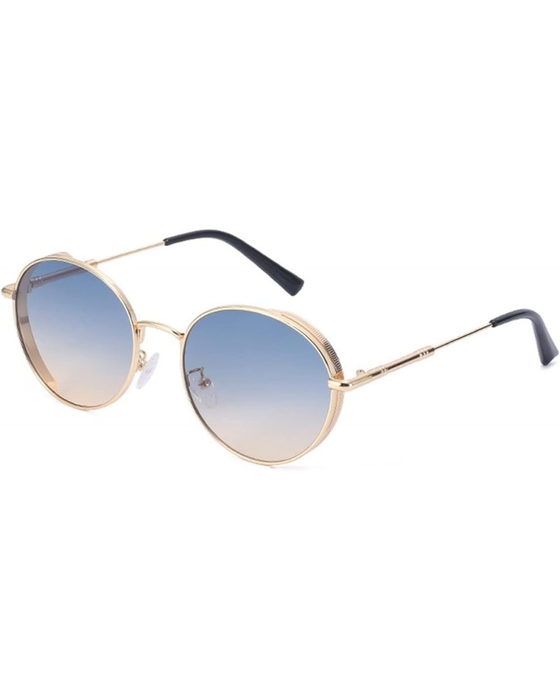 Metal Round Frame Men and Women Sunglasses Outdoor Vacation Sun Glasses (Color : F, Size : Medium) Medium G $17.55 Designer