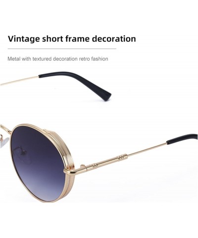 Metal Round Frame Men and Women Sunglasses Outdoor Vacation Sun Glasses (Color : F, Size : Medium) Medium G $17.55 Designer