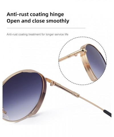 Metal Round Frame Men and Women Sunglasses Outdoor Vacation Sun Glasses (Color : F, Size : Medium) Medium G $17.55 Designer