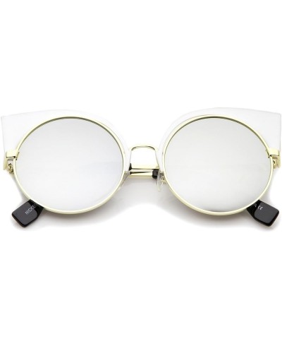 Women's Metal Frame Cutout Round Cat Eye Sunglasses 54mm White / Silver Mirror $16.51 Cat Eye