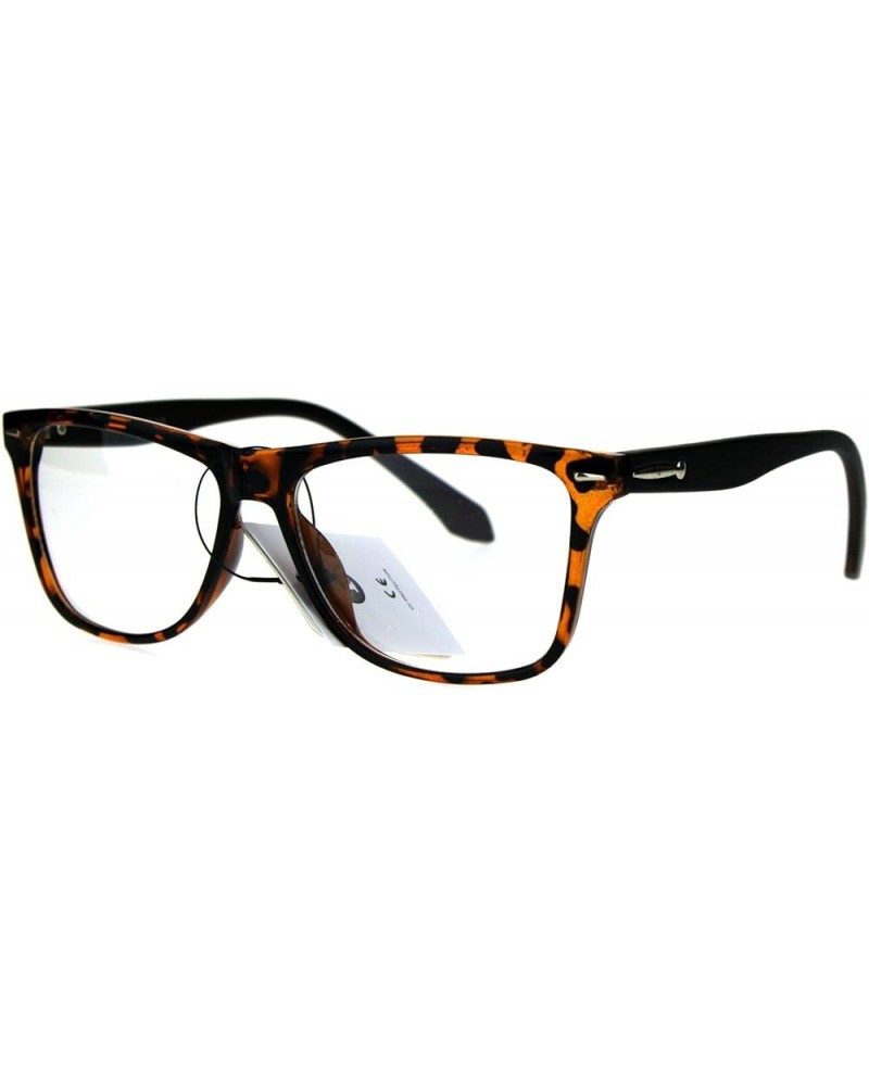 Square Horn Rimmed Clear Lens Glasses Unisex Fashion Eyeglasses Tortoise/Matte Brown $9.25 Square