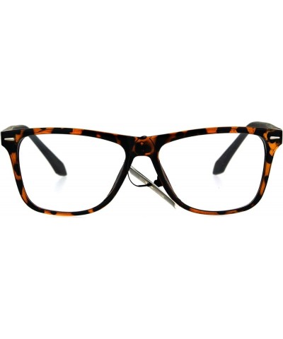 Square Horn Rimmed Clear Lens Glasses Unisex Fashion Eyeglasses Tortoise/Matte Brown $9.25 Square