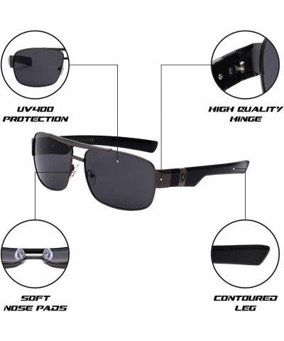 Gauge - Flat Top Squared Aviators Sunglasses Gunmetal $17.10 Aviator