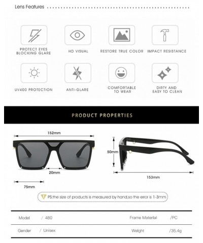 Square Large Frame Trendy Men's And Women's Sunglasses UV400 F $20.15 Designer