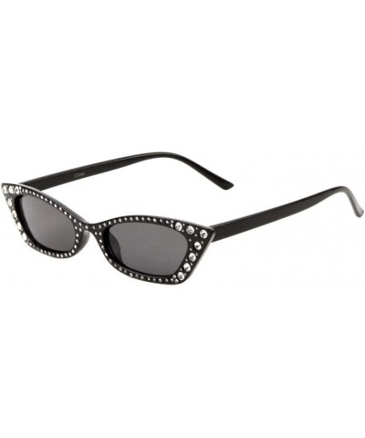 Frontal Rhinestone Sharp Cat Eye Sunglasses Black $10.95 Cat Eye