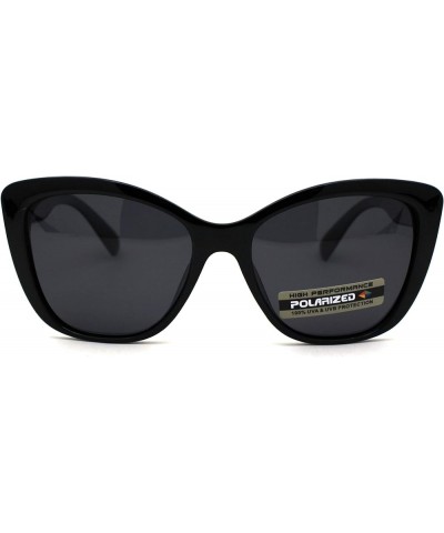 Polarized Womens Classic 90s Large Cat Eye Plastic Fashion Sunglasses All Black $10.23 Cat Eye