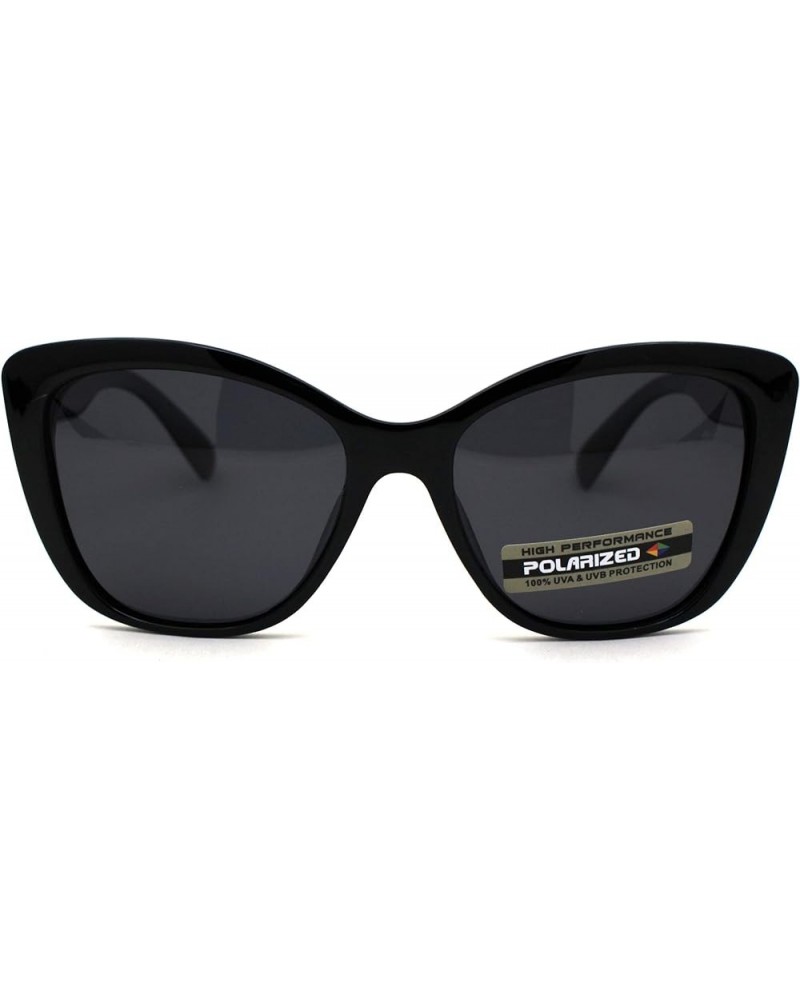 Polarized Womens Classic 90s Large Cat Eye Plastic Fashion Sunglasses All Black $10.23 Cat Eye