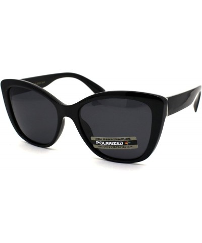 Polarized Womens Classic 90s Large Cat Eye Plastic Fashion Sunglasses All Black $10.23 Cat Eye