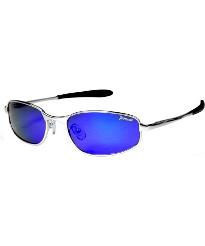 JMAV6 Aviator Sunglasses Spring Hinges Silver & Blue Mirror $10.19 Aviator