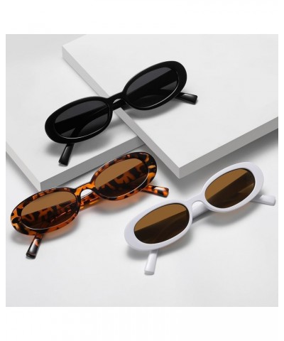 2Pcs Retro Oval Sunglasses for Women Men Trendy UV400 Small Vintage Shades 90's Style Sun Glasses Black/Grey+white/Brown $13....