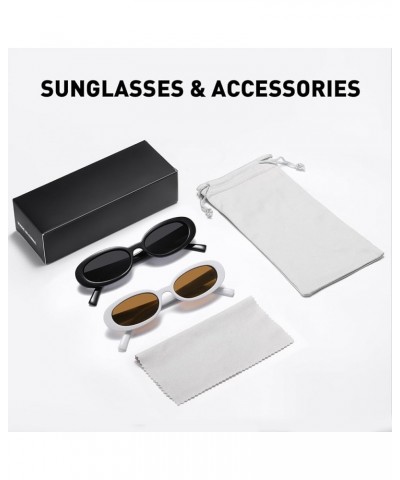 2Pcs Retro Oval Sunglasses for Women Men Trendy UV400 Small Vintage Shades 90's Style Sun Glasses Black/Grey+white/Brown $13....