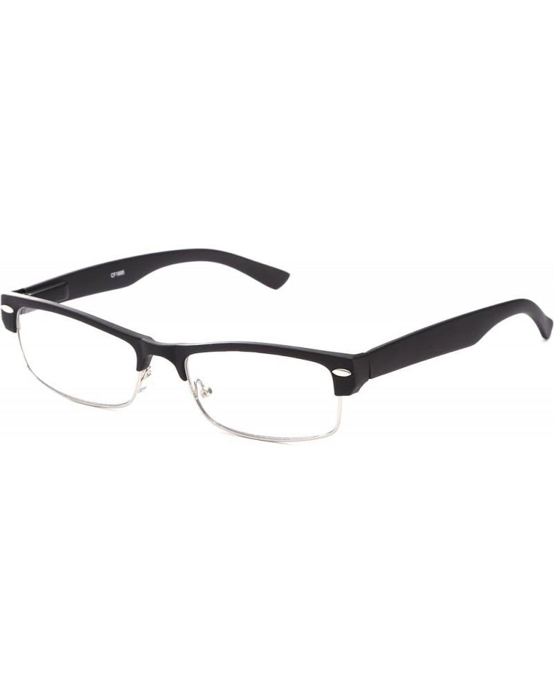 Newbee Fashion - IG Unisex Clear Lens Sleek Half Frame Slim Temple Fashion Glasses 1895 Rubber Black $7.00 Wayfarer