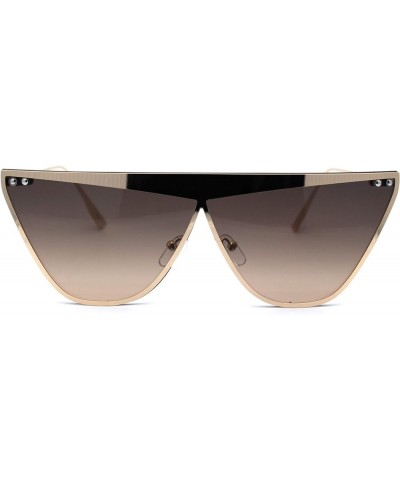 Womens Gothic Futuristic Metal Flat Top Cat Eye Retro Sunglasses Gold Brown $10.59 Cat Eye