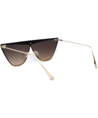 Womens Gothic Futuristic Metal Flat Top Cat Eye Retro Sunglasses Gold Brown $10.59 Cat Eye