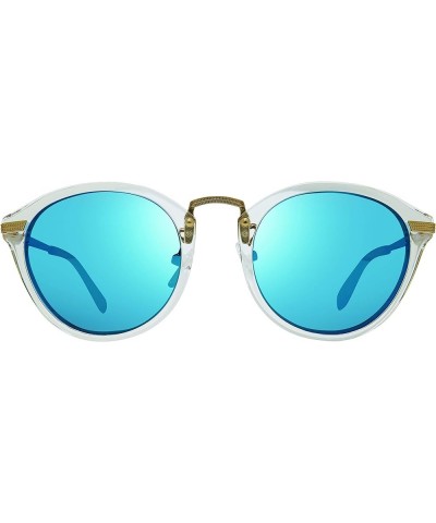 Sunglasses Quinn: Polarized Crystal Glass Lens with Round Frame Crystal Frame With H2o Blue Lens $96.52 Round