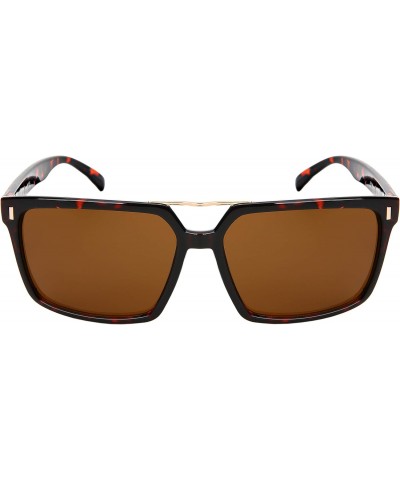 Edge I-Wear Square Sunglasses Women Men Geometric Sunglasses Tinted Lens 1305A-SD-4(DEMI+G.sd2) $7.55 Square