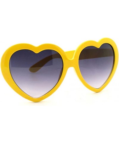 Women's Summer Fashion Heart-Shaped Plastic Frame Retro Sunglasses Yellow $5.00 Oversized