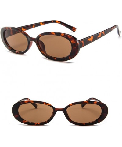 Oval Frame Sunglasses Cow Color Sun Shades Glasses Small Women Eyeglasses Leopard Tea $14.70 Rectangular