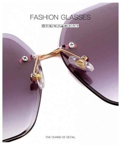 Frameless Ladies Diamond Sunglasses Shade Outdoor Holiday Street Shoot (Color : C, Size : Medium) Medium E $15.54 Designer