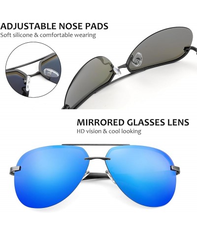 Night Driving Glasses Night Vision Aviator Reduce Glare Eyewear with Spring Hinge for Men Women B2294 Rimless-blue $13.43 Avi...