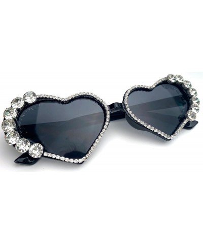 Diamond Heart Shaped Sunglasses for Women Vintage Rhinestone Sunglasses Bride Bridesmaid bling Party Glasses UV400 Black $10....