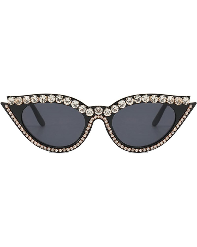 Cat Eye Rhinestone Sunglasses for Women Party Sparkling Crystal Frame Eyewear UV Protection bling Sun Glasses Black $9.14 Cat...