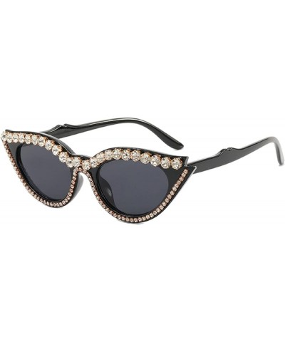 Cat Eye Rhinestone Sunglasses for Women Party Sparkling Crystal Frame Eyewear UV Protection bling Sun Glasses Black $9.14 Cat...