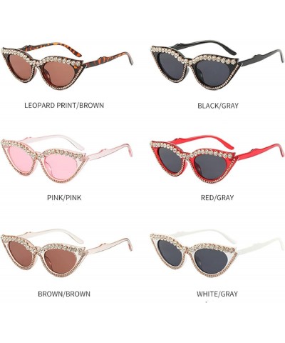 Cat Eye Rhinestone Sunglasses for Women Party Sparkling Crystal Frame Eyewear UV Protection bling Sun Glasses Black $9.14 Cat...