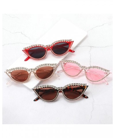 Cat Eye Rhinestone Sunglasses for Women Party Sparkling Crystal Frame Eyewear UV Protection bling Sun Glasses Black $9.14 Cat...