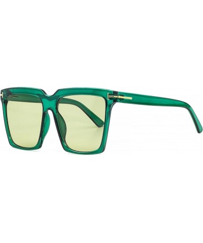 Oversized Square Sunglasses Vintage Fashion Big Frame Shades for Women Men UV400 Protection Green $10.43 Square