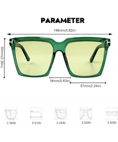 Oversized Square Sunglasses Vintage Fashion Big Frame Shades for Women Men UV400 Protection Green $10.43 Square