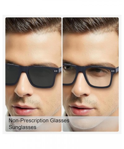 Non-prescription Eyeglasses Men's Glasses Frames & Clip on Magnetic Polarized Sunglasses Lens CF5160 Blue Grey Frame Clear Le...