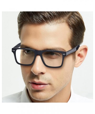 Non-prescription Eyeglasses Men's Glasses Frames & Clip on Magnetic Polarized Sunglasses Lens CF5160 Blue Grey Frame Clear Le...