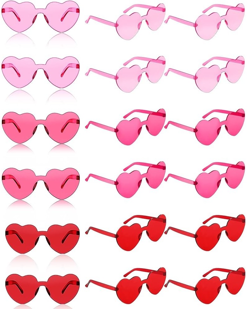 20 Pairs Heart Shaped Rimless Sunglasses Cute Candy Color Frameless Glasses Trendy Eyewear Rose Red, Pink, Red $12.15 Heart