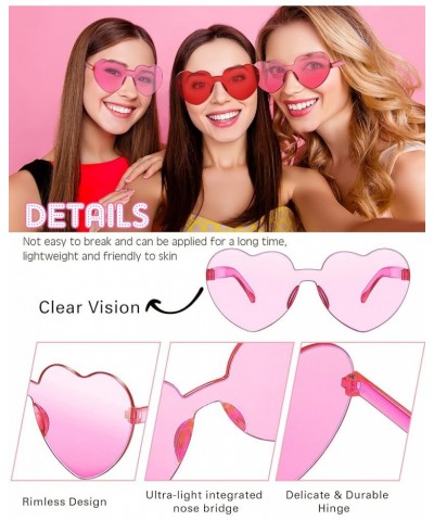 20 Pairs Heart Shaped Rimless Sunglasses Cute Candy Color Frameless Glasses Trendy Eyewear Rose Red, Pink, Red $12.15 Heart