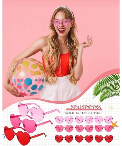 20 Pairs Heart Shaped Rimless Sunglasses Cute Candy Color Frameless Glasses Trendy Eyewear Rose Red, Pink, Red $12.15 Heart