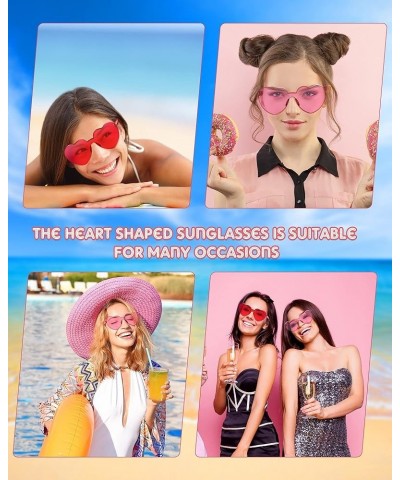 20 Pairs Heart Shaped Rimless Sunglasses Cute Candy Color Frameless Glasses Trendy Eyewear Rose Red, Pink, Red $12.15 Heart