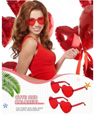 20 Pairs Heart Shaped Rimless Sunglasses Cute Candy Color Frameless Glasses Trendy Eyewear Rose Red, Pink, Red $12.15 Heart