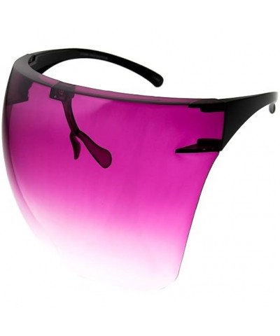 Protective Face Shield Full Cover Visor Glasses/Sunglasses (Anti-Fog/Blue Light Filter) (Clear/Clear) 2-Pack D03 I Magenta / ...