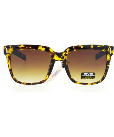 Unisex Square Frame Sunglasses Camo Design Metal Plate Temple UV 400 Brown Tort (Brown) $8.61 Square