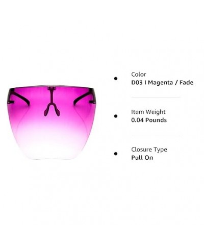 Protective Face Shield Full Cover Visor Glasses/Sunglasses (Anti-Fog/Blue Light Filter) (Clear/Clear) 2-Pack D03 I Magenta / ...