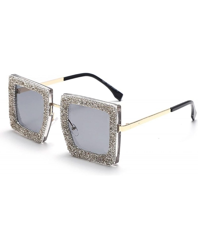 Unique Broken Diamond Frame Women Sunglasses Square Shape Pink Green Female Sparkling Rhinestone Eyewear Vintage Shades White...