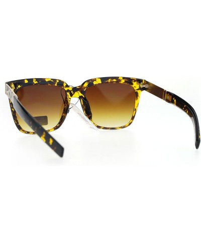 Unisex Square Frame Sunglasses Camo Design Metal Plate Temple UV 400 Brown Tort (Brown) $8.61 Square