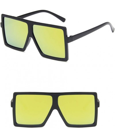 Unisex Sunglasses Fashion Bright Black Grey Drive Holiday Square Non-Polarized UV400 Bright Black Gold $5.71 Square